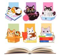 Magnetic Bookmarks for Kids | Cat Design Page Markers | Cute Bookmarks - for Planners, Diary, Reading Corner, Library, Club, Church and School