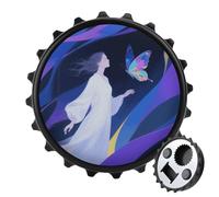 Magnetic Bottle Opener, 3.1 Inch Round Fridge Magnet, Funny Beer Cap Shape Design, Abstract Woman Blue Butterfly Bottle Opener for Kitchen, Bar, Office