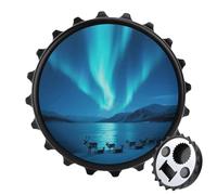Magnetic Bottle Opener, 3.1 Inch Round Fridge Magnet, Funny Beer Cap Shape Design, Aurora Bottle Opener for Kitchen, Bar, Office