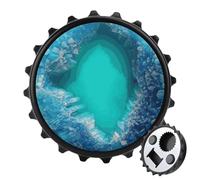 Magnetic Bottle Opener, 3.1 Inch Round Fridge Magnet, Funny Beer Cap Shape Design, Bright Aqua Blue Turquoise Bottle Opener for Kitchen, Bar, Office