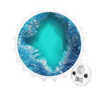 Magnetic Bottle Opener, 3.1 Inch Round Fridge Magnet, Funny Beer Cap Shape Design, Bright Aqua Blue Turquoise Bottle Opener for Kitchen, Bar, Office