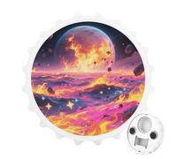 Magnetic Bottle Opener, 3.1 Inch Round Fridge Magnet, Funny Beer Cap Shape Design, Cool Fire Bottle Opener for Kitchen, Bar, Office