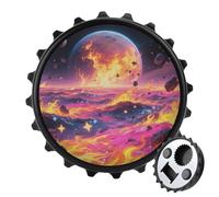Magnetic Bottle Opener, 3.1 Inch Round Fridge Magnet, Funny Beer Cap Shape Design, Cool Fire Bottle Opener for Kitchen, Bar, Office
