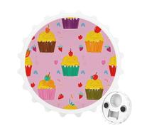 Magnetic Bottle Opener, 3.1 Inch Round Fridge Magnet, Funny Beer Cap Shape Design, Cupcake Patterns Bottle Opener for Kitchen, Bar, Office
