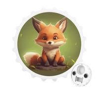 Magnetic Bottle Opener, 3.1 Inch Round Fridge Magnet, Funny Beer Cap Shape Design, Cute Little Fox Bottle Opener for Kitchen, Bar, Office