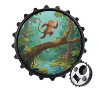 Magnetic Bottle Opener, 3.1 Inch Round Fridge Magnet, Funny Beer Cap Shape Design, Cute Monkeys Bottle Opener for Kitchen, Bar, Office