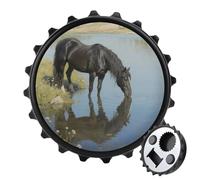 Magnetic Bottle Opener, 3.1 Inch Round Fridge Magnet, Funny Beer Cap Shape Design, Dark Horse Bottle Opener for Kitchen, Bar, Office