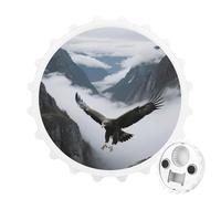 Magnetic Bottle Opener, 3.1 Inch Round Fridge Magnet, Funny Beer Cap Shape Design, Eagles Fly in The Valley Bottle Opener for Kitchen, Bar, Office
