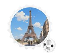 Magnetic Bottle Opener, 3.1 Inch Round Fridge Magnet, Funny Beer Cap Shape Design, Eiffel Tower in Paris Bottle Opener for Kitchen, Bar, Office