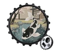 Magnetic Bottle Opener, 3.1 Inch Round Fridge Magnet, Funny Beer Cap Shape Design, Japanese Yin Yang Koi Fish Bottle Opener for Kitchen, Bar, Office