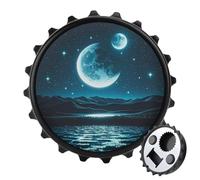 Magnetic Bottle Opener, 3.1 Inch Round Fridge Magnet, Funny Beer Cap Shape Design, Night Light Bottle Opener for Kitchen, Bar, Office