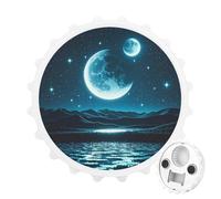 Magnetic Bottle Opener, 3.1 Inch Round Fridge Magnet, Funny Beer Cap Shape Design, Night Light Bottle Opener for Kitchen, Bar, Office