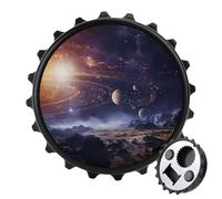 Magnetic Bottle Opener, 3.1 Inch Round Fridge Magnet, Funny Beer Cap Shape Design, Outer Space Galaxy Universe Bottle Opener for Kitchen, Bar, Office