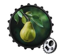Magnetic Bottle Opener, 3.1 Inch Round Fridge Magnet, Funny Beer Cap Shape Design, Pears on The Tree Bottle Opener for Kitchen, Bar, Office