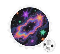 Magnetic Bottle Opener, 3.1 Inch Round Fridge Magnet, Funny Beer Cap Shape Design, Rainbow Universe Bottle Opener for Kitchen, Bar, Office