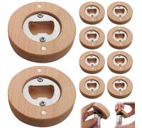 Magnetic Bottle Opener,Bamboo Round Shape Beer Bottle Opener,Fridge Magnets,Wooden Bottle Opener,for Bar Decoration