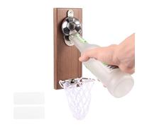 Magnetic Bottle Opener with Cap Catcher Collector, Personalised Traceless Beer Bottle Opener Wall Mount, Novelty Beer Gifts for Men Dad Husband Him for Pool Table Accessories, Home Bar, Garden