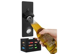 Magnetic Bottle Opener with Cap Catcher, Wall Mounted Beer & Drink Cap Remover, Gift Ideas for Men, Birthday, Friends, Housewarming, Party (Black)
