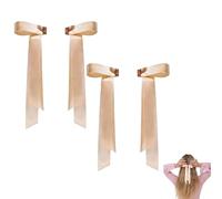 Magnetic Bow Hair Clip, Elegant Satin Ribbon Bow Barrette, No-Slip Magnetic Hair Accessory For Leisure Days, Work Or Special Occasions(Champagne)