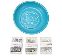 Magnetic Bowl Pin Dish, Stability 430 Stainless Steel Magnetic Pin Holder Exquisite Lightweight with 150pcs Bead Needles for Embroidery (Green)