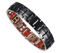 Magnetic Bracelet, 4 Element Copper Bracelets Tool Wristband with Removal Tool for Men（Black and Red）