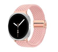 Magnetic Braided Band for Samsung Galaxy Watch 8 40mm 44mm, Galaxy Watch8 Classic 46mm, One Click No Gap Elastic Stretchy Nylon Fabric Sport Strap for Women Men, Sand Pink