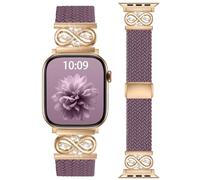 Magnetic Braided Infinity Loops Band Compatible with Apple Watch Series 11 10 9 8 7 6 5 4 3 2 1 SE Ultra, Soft Breathable Stretchy Nylon Elastic Replacement Strap for iWatch Bands 40mm 38mm 41mm 42mm