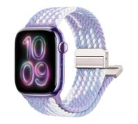 Magnetic Braided Stretchy Loop - Compatible with Apple Watch Band 42mm 46mm 40mm 41mm 44mm 45mm 38mm Ultra 3/2 49mm Women Men,Elastic Woven Fabric Nylon Strap for iWatch 11 10 9 8 7 6 5 4 3 SE Ultra
