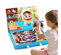 Magnetic Brain Teaser - Reversible Character Styling Challenge, Learning Imagination Toy with Emotion Swap Board, Inventive Magnetic Components Kit, Engaging Educational Play for Children