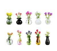 Magnetic Bud Vase Set - Mini Ceramic & Glass Vases with Strong Magnet for Fridge & Whiteboard - Decorative Small Flower Vases for Kitchen, Home or Office Décor for Women (Glass)