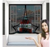 Magnetic Bug Mesh Curtain 130 x 140 cm Anti Mosquito, Keep Fresh Air in, Portable, Foldable, Custom Sizes, Magnetic Screen Curtain for Double Door/French Doors, Black