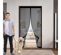 Magnetic Bug Mesh Door 119 x 185 cm Automatically Closes, Keep Bugs Out, Without Drilling, Easy to Install, Magnetic Fly Screen Door for Double/French Doors, Black