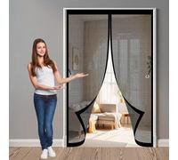 Magnetic Bug Mesh Door 285 x 360 cm Automatically Closes, Keep Bugs Out, Without Drilling, Easy to Install, Magnetic Fly Screens for Door for Double/French Doors, Black