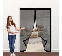 Magnetic Bug Mesh Door 70 x 112 cm Automatically Closes, Keep Bugs Out, Without Drilling, Easy to Install, Mesh Fly Door Mosquito Net for Double/French Doors, Black