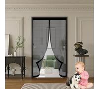 Magnetic Bug Mesh Door 89 x 142 cm Anti Mosquito, Keep Fresh Air in, Portable, Foldable, Custom Sizes, Insect Mosquito Door Screen for Double/French Doors, Black