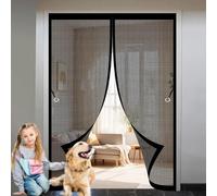 Magnetic Bug Mesh Door 90 x 108 cm Automatically Closes, Keep Bugs Out, Without Drilling, Easy to Install, Magnetic Fly Screens for Door for Patio/Balcony, Black