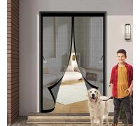 Magnetic Bug Mesh Door 99 x 145 cm Anti Mosquito, Keep Fresh Air in, Portable, Foldable, Custom Sizes, Fly Screens for Door Nets for Double/French Doors, Black