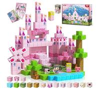 Magnetic Building Blocks、100Pieces、 Magnetic Blocks, Magnets Children from 3 4 5 6 7 8 9 Years Montessori Toy Creative for Boys Girls Birthday Gift Building World (Pink Castle)