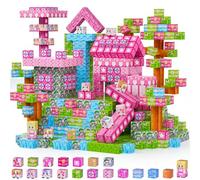 Magnetic Building Blocks, 150PCS Magnetic Block Cubes Tile Creative 3D Building Princess Castle Toys Gifts Game for Girls Kids Age 3 4 5 6 7 8 10 Play Pink