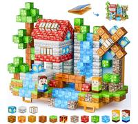 Magnetic Building Blocks, 84PCS Magnetic Block Cubes Tile with Foldable Magnet Board,Creative 3D Building World Toy Gifts for Kids for 3 4 5 6 7 8 10 12 Years Boys Girls Play Game