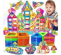 Magnetic Building Blocks Construction Set 142 to 110 pcs Educational STEM Toy Colourful Geometric Shapes (Multicolour, 128, Pcs)