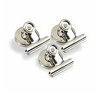 Magnetic Bulldog Clips Stainless Steel Binder Hook Clips Scratch Free Multifunctional Fridge Wall Or Paper Clip Whiteboard Magnet Hinge Clips for Home Office School and Kitchen Pack of (3)
