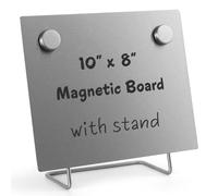 Magnetic Bulletin Board with Stand - Small Dry Erase Memo Board - Tabletop Metal Easel for Magnet Display - 10x8 Inches + 2 Magnets