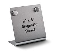 Magnetic Bulletin Board with Stand - Small Dry Erase Memo Board - Tabletop Metal Easel for Magnet Display - Mini Home Decor - 8x8 Inches + 2 Magnets