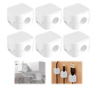 Magnetic Cable Clips, 12 Counts Magnetic Cord Organizer, ABS + Magnet Cable Management Clips, No Trace Cable Holder for Desk, Charging Cords, Headphones Wires (White-Square)