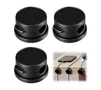 Magnetic Cable Clips, 12 Counts Magnetic Cord Organizer, ABS + Magnet Cable Management Clips, No Trace Cable Holder for Desk, Charging Cords, Headphones Wires (Black-Round)