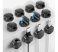 Magnetic Cable Clips (12 Pack) - Self Adhesive Cable Organisers for Desk, Home, Office & Car - Cable Tidy for Charging Cables, USB Cords, Mouse & Keyboard Wires(12, Black)