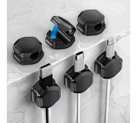 Magnetic Cable Clips (6 Pack) - Self Adhesive Cable Organisers for Desk, Home, Office & Car - Cable Tidy for Charging Cables, USB Cords, Mouse & Keyboard Wires(6, Black)