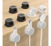 Magnetic Cable Clips, Adjustable Cord Holder Management, Adhesive Wire Keeper Organizer for Home Office Desk Phone PC Car Wall Desktop Nightstand Appliance (9-PCS White & Black)