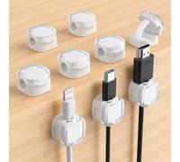 Magnetic Cable Clips, Adjustable Cord Holder Management, Adhesive Wire Keeper Organizer for Home Office Desk Phone PC Car Wall Desktop Nightstand Appliance (9-Pack White Crystal)